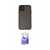 MARSİLYAN™- iPhone 11 Kılıf Ahenk Çizgi Serisi - Siyah Bilvis 5in1 5D Magic Hayalet Cam Ekran Koruyucu