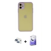 MARSİLYAN™- iPhone 11 Kılıf Ahenk Çizgi Serisi - Siyah Bilvis 5in1 5D Magic Hayalet Cam Ekran Koruyucu + Pers Alüminyum Kamera Lens - LT