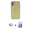 MARSİLYAN™- iPhone 11 Kılıf Ahenk Çizgi Serisi - Siyah Bilvis 5in1 5D Magic Hayalet Cam Ekran Koruyucu + Pers Alüminyum Kamera Lens - GI