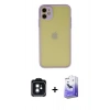 MARSİLYAN™- iPhone 11 Kılıf Ahenk Çizgi Serisi - Siyah Bilvis 5in1 5D Magic Hayalet Cam Ekran Koruyucu + PVD Metal Kamera Lens - SH