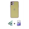 MARSİLYAN™- iPhone 11 Kılıf Ahenk Çizgi Serisi - Siyah Bilvis 5in1 5D Magic Hayalet Cam Ekran Koruyucu + Raze Metal Kamera Lens - MI