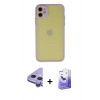 MARSİLYAN™- iPhone 11 Kılıf Ahenk Çizgi Serisi - Siyah Bilvis 5in1 5D Magic Hayalet Cam Ekran Koruyucu + Raze Metal Kamera Lens - MR