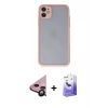 MARSİLYAN™- iPhone 11 Kılıf Ahenk Çizgi Serisi - Siyah Bilvis 5in1 5D Magic Hayalet Cam Ekran Koruyucu + Raze Metal Kamera Lens - SH