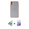 MARSİLYAN™- iPhone 11 Kılıf Ahenk Çizgi Serisi - Siyah Bilvis 5in1 5D Magic Hayalet Cam Ekran Koruyucu + Raze Metal Kamera Lens - MI