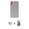 MARSİLYAN™- iPhone 11 Kılıf Ahenk Çizgi Serisi - Siyah Bilvis Hayalet Cam Ekran Koruyucu + Pers Alüminyum Kamera Lens - GI