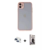 MARSİLYAN™- iPhone 11 Kılıf Ahenk Çizgi Serisi - Siyah Bilvis Hayalet Cam Ekran Koruyucu + Pers Alüminyum Kamera Lens - LT