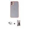 MARSİLYAN™- iPhone 11 Kılıf Ahenk Çizgi Serisi - Siyah Bilvis Hayalet Cam Ekran Koruyucu + Pers Alüminyum Kamera Lens - YL