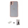 MARSİLYAN™- iPhone 11 Kılıf Ahenk Çizgi Serisi - Siyah Bilvis Hayalet Cam Ekran Koruyucu + Renkli Kamera Lens Koruma Cam - YL