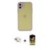 MARSİLYAN™- iPhone 11 Kılıf Ahenk Çizgi Serisi - Siyah Buffer Cam Ekran Koruyucu + Pers Alüminyum Kamera Lens - GD