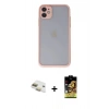 MARSİLYAN™- iPhone 11 Kılıf Ahenk Çizgi Serisi - Siyah Buffer Cam Ekran Koruyucu + Pers Alüminyum Kamera Lens - GD