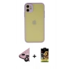 MARSİLYAN™- iPhone 11 Kılıf Ahenk Çizgi Serisi - Siyah Buffer Cam Ekran Koruyucu + Raze Metal Kamera Lens - SH