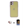 MARSİLYAN™- iPhone 11 Kılıf Ahenk Çizgi Serisi - Siyah Buffer Hayalet Cam Ekran Koruyucu + Pers Alüminyum Kamera Lens - KI