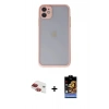 MARSİLYAN™- iPhone 11 Kılıf Ahenk Çizgi Serisi - Siyah Buffer Hayalet Cam Ekran Koruyucu + Pers Alüminyum Kamera Lens - KI