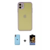 MARSİLYAN™- iPhone 11 Kılıf Ahenk Çizgi Serisi - Siyah Buffer Hayalet Cam Ekran Koruyucu + Neon Fosforlu Kamera Lens - TU