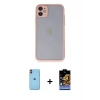 MARSİLYAN™- iPhone 11 Kılıf Ahenk Çizgi Serisi - Siyah Buffer Hayalet Cam Ekran Koruyucu + Neon Fosforlu Kamera Lens - TU