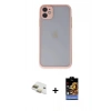MARSİLYAN™- iPhone 11 Kılıf Ahenk Çizgi Serisi - Siyah Buffer Hayalet Cam Ekran Koruyucu + Pers Alüminyum Kamera Lens - GD