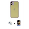 MARSİLYAN™- iPhone 11 Kılıf Ahenk Çizgi Serisi - Siyah Buffer Hayalet Cam Ekran Koruyucu + Pers Alüminyum Kamera Lens - LT