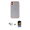 MARSİLYAN™- iPhone 11 Kılıf Ahenk Çizgi Serisi - Siyah Buffer Hayalet Cam Ekran Koruyucu + Pers Alüminyum Kamera Lens - YL