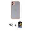 MARSİLYAN™- iPhone 11 Kılıf Ahenk Çizgi Serisi - Siyah Buffer Hayalet Cam Ekran Koruyucu + Pers Alüminyum Kamera Lens - LT