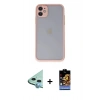 MARSİLYAN™- iPhone 11 Kılıf Ahenk Çizgi Serisi - Siyah Buffer Hayalet Cam Ekran Koruyucu + Raze Metal Kamera Lens - MI