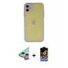 MARSİLYAN™- iPhone 11 Kılıf Ahenk Çizgi Serisi - Siyah Buffer Hayalet Cam Ekran Koruyucu + Raze Metal Kamera Lens - KI