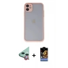 MARSİLYAN™- iPhone 11 Kılıf Ahenk Çizgi Serisi - Siyah Buffer Hayalet Cam Ekran Koruyucu + Raze Metal Kamera Lens - KI