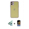 MARSİLYAN™- iPhone 11 Kılıf Ahenk Çizgi Serisi - Siyah Buffer Hayalet Cam Ekran Koruyucu + Raze Metal Kamera Lens - MI