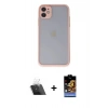 MARSİLYAN™- iPhone 11 Kılıf Ahenk Çizgi Serisi - Siyah Buffer Hayalet Cam Ekran Koruyucu + Kamera Lens Koruma Cam - SF