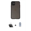 MARSİLYAN™- iPhone 11 Kılıf Ahenk Çizgi Serisi - Siyah Joko Magic 5D Cam + Kamera Lens Koruma Cam - SF