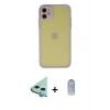 MARSİLYAN™- iPhone 11 Kılıf Ahenk Çizgi Serisi - Siyah Joko Magic 5D Cam + Raze Metal Kamera Lens - MI