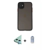 MARSİLYAN™- iPhone 11 Kılıf Ahenk Çizgi Serisi - Siyah Joko Magic 5D Cam + Raze Metal Kamera Lens - MI