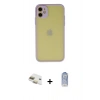 MARSİLYAN™- iPhone 11 Kılıf Ahenk Çizgi Serisi - Siyah Joko Magic 5D Cam + Pers Alüminyum Kamera Lens - GD
