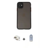 MARSİLYAN™- iPhone 11 Kılıf Ahenk Çizgi Serisi - Siyah Joko Magic 5D Cam + Pers Alüminyum Kamera Lens - GD