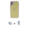 MARSİLYAN™- iPhone 11 Kılıf Ahenk Çizgi Serisi - Siyah Joko Magic 5D Cam + Pers Alüminyum Kamera Lens - GI