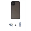 MARSİLYAN™- iPhone 11 Kılıf Ahenk Çizgi Serisi - Siyah Joko Magic 5D Cam + Pers Alüminyum Kamera Lens - GI