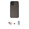 MARSİLYAN™- iPhone 11 Kılıf Ahenk Çizgi Serisi - Siyah Joko Magic 5D Cam + Pers Alüminyum Kamera Lens - KI