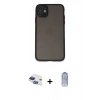 MARSİLYAN™- iPhone 11 Kılıf Ahenk Çizgi Serisi - Siyah Joko Magic 5D Cam + Pers Alüminyum Kamera Lens - LT