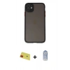 MARSİLYAN™- iPhone 11 Kılıf Ahenk Çizgi Serisi - Siyah Joko Magic 5D Cam + Rainbow Kamera Lens Koruma Cam - KI
