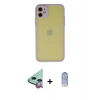 MARSİLYAN™- iPhone 11 Kılıf Ahenk Çizgi Serisi - Siyah Joko Magic 5D Cam + Raze Metal Kamera Lens - KI