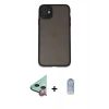 MARSİLYAN™- iPhone 11 Kılıf Ahenk Çizgi Serisi - Siyah Joko Magic 5D Cam + Raze Metal Kamera Lens - KI