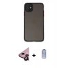 MARSİLYAN™- iPhone 11 Kılıf Ahenk Çizgi Serisi - Siyah Joko Magic 5D Cam + Raze Metal Kamera Lens - SH