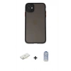 MARSİLYAN™- iPhone 11 Kılıf Ahenk Çizgi Serisi - Siyah Joko Magic 5D Cam + Renkli Kamera Lens Koruma Cam - SI
