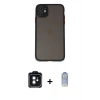 MARSİLYAN™- iPhone 11 Kılıf Ahenk Çizgi Serisi - Siyah Joko Magic 5D Cam + PVD Metal Kamera Lens - SH