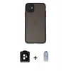 MARSİLYAN™- iPhone 11 Kılıf Ahenk Çizgi Serisi - Siyah Joko Magic 5D Cam + PVD Metal Kamera Lens - TU
