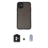 MARSİLYAN™- iPhone 11 Kılıf Ahenk Çizgi Serisi - Siyah Joko Magic 5D Cam + PVD Metal Kamera Lens - YL