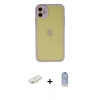 MARSİLYAN™- iPhone 11 Kılıf Ahenk Çizgi Serisi - Siyah Joko Magic 5D Cam + Renkli Kamera Lens Koruma Cam - YL