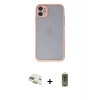 MARSİLYAN™- iPhone 11 Kılıf Ahenk Çizgi Serisi - Siyah Joko Magic 5D Hayalet Cam + Pers Alüminyum Kamera Lens - GD