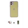 MARSİLYAN™- iPhone 11 Kılıf Ahenk Çizgi Serisi - Siyah Joko Magic 5D Hayalet Cam + Pers Alüminyum Kamera Lens - KI