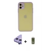 MARSİLYAN™- iPhone 11 Kılıf Ahenk Çizgi Serisi - Siyah Joko Magic 5D Hayalet Cam + Raze Metal Kamera Lens - MR