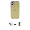 MARSİLYAN™- iPhone 11 Kılıf Ahenk Çizgi Serisi - Siyah Joko Magic 5D Hayalet Cam + Pers Alüminyum Kamera Lens - GI